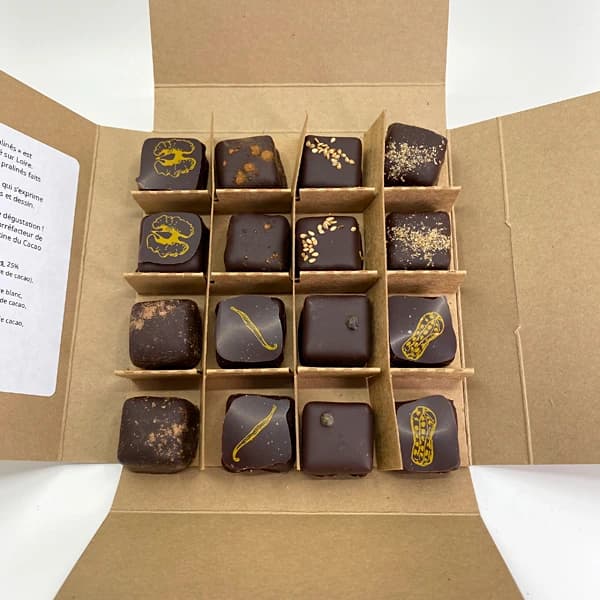 Boîte de 16 Pralinés – Chocolat noir Équateur 78 %